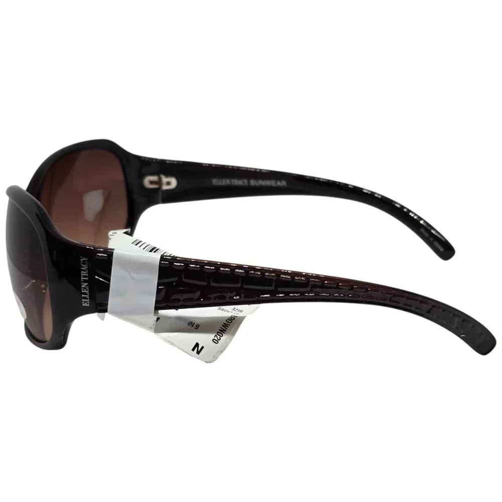 Ellen Tracy Oversized Brown Gradient Sunglasses With Crocodile Texture Arms & UV